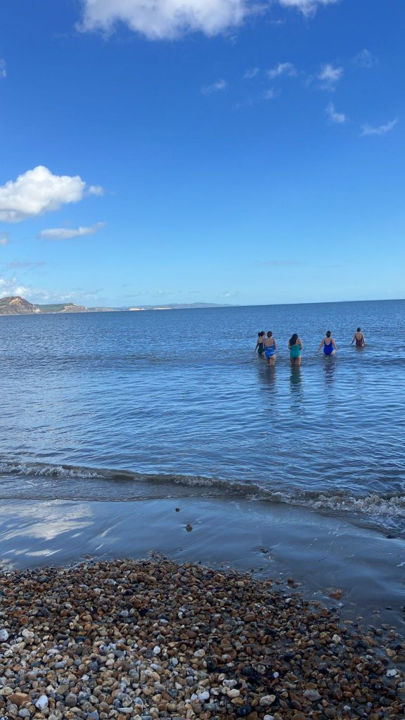 Wild swimmers at Lyme Regis